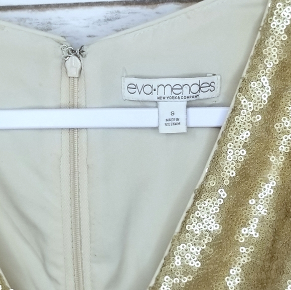 Eva Mendes New York &Company Gold Sequin Dress Size Small - Picture 3 of 8